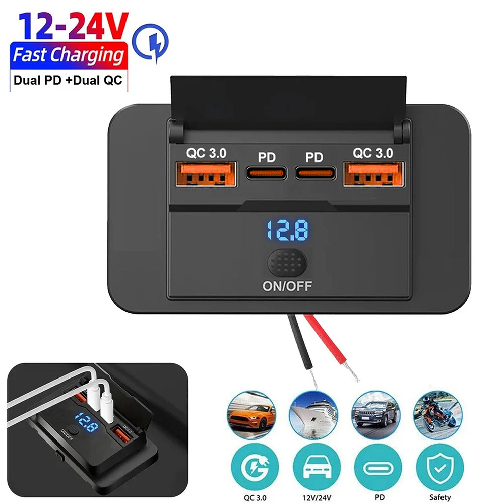 Car Accessories Thailand - 스위치가있는 자동차 충전기 소켓 어댑터 4