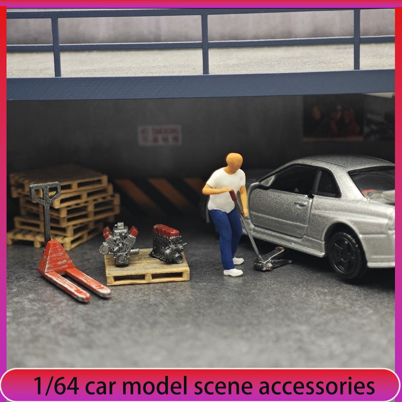 Car Accessories Decoration - 1:64 자동차 모델 수리점 장면 장식,