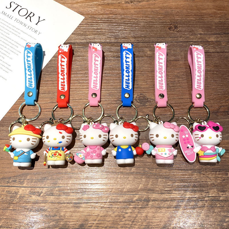 Car Accessories Girly - 찻잔 열쇠고리 여성 귀여운 만화 헬로