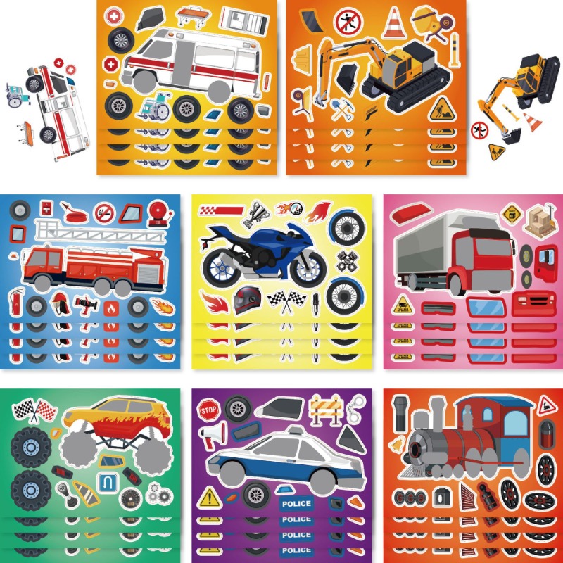 Car Accessories Girly - 8 시트 엔지니어링 차량 스티커 Make-a-Face