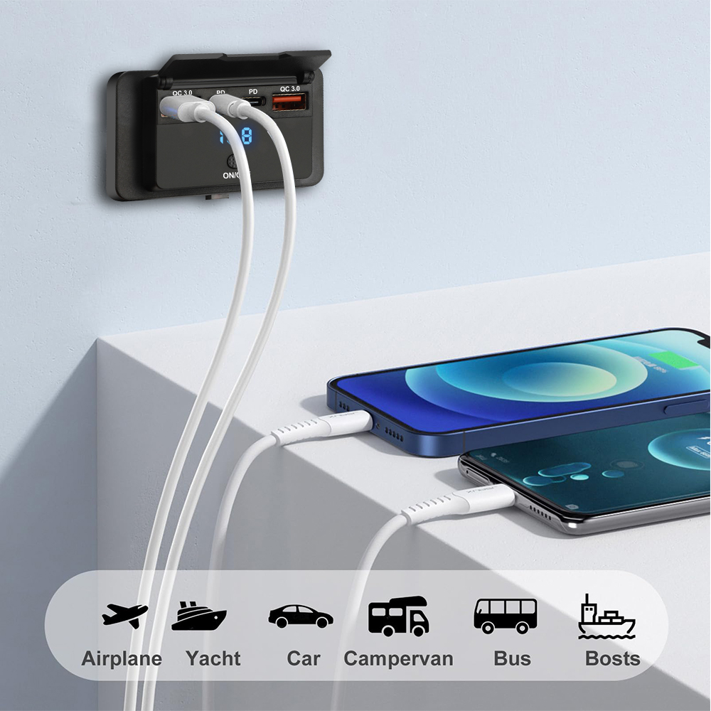 듀얼 PD 듀얼 QC3.0 USB C타입 고속 충전기  - Car Accessories Thailand 리뷰 및 가격