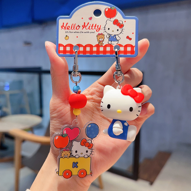 애니메이션 헬로 키티 키체인 Kt 고양이 참 장식품 배 - Car Accessories Girly 리뷰 및 가격