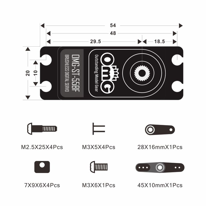 Omg 50kg 서보 모터 Omg-St-55bf 브러시 - Car Accessories Omg 리뷰 및 가격