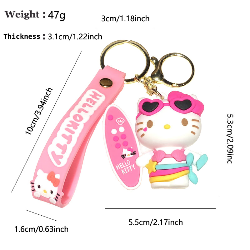 찻잔 열쇠고리 여성 귀여운 만화 헬로 키티 열쇠고리 소 - Car Accessories Girly 리뷰 및 가격