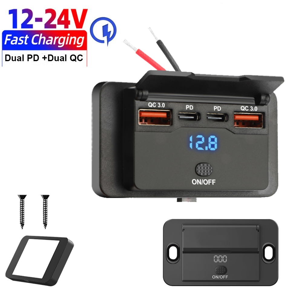 4포트 12/24V USB C 콘센트 패널 벽걸이형 차 - Car Accessories Thailand 리뷰 및 가격