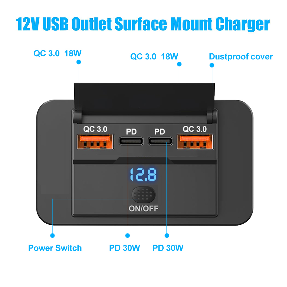 전원 스위치가 있는 C타입 USB 콘센트, 12V Rv - Car Accessories Thailand 리뷰 및 가격